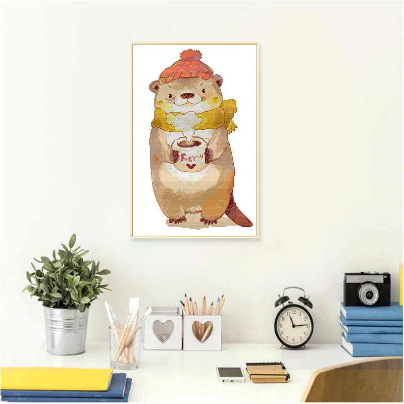 Набор для вышивки медведем с чашкой крестиком рисунком животного DMC 14CT 11CT оптом |