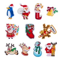 5pcslot cartoon santa claus elk head snowman bell embroidery patch iron on patches for clothing stickers garment accessories