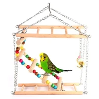 wooden parrots toys swings bird exercise climbing hanging ladder bridge rainbow pet parrot macaw hammock bird toy with bells