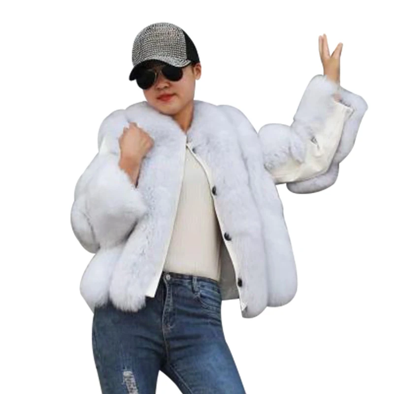 Куртка из 2020 натурального меха женская зимняя теплая шуба лисьего Лисьего |