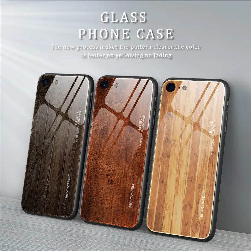 

Wood Grain Phone Case For iPhone 11 XR XS X 8 7 6 6S Plus Tempered Glass Hard Cover For Apple iPhone 11 Pro Max Back Cover Coque