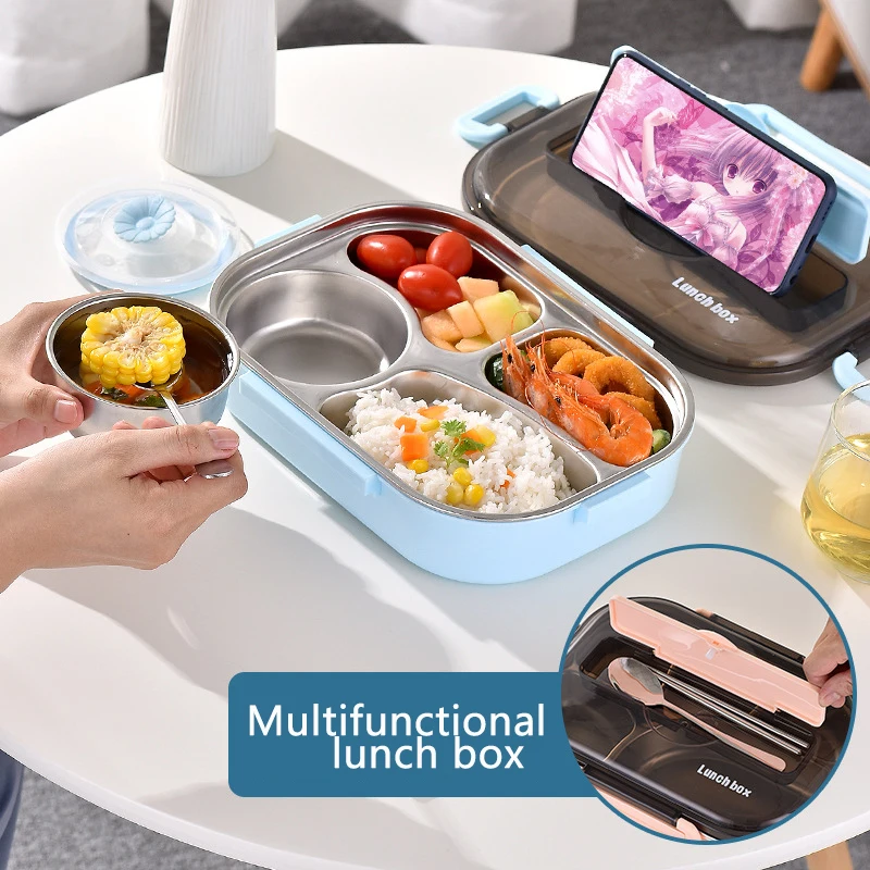

New Bento Lunch Box Student Thermal Insulation Tableware Stainless Steel Liner Food Containers Thermos Storage Box Free Shipping