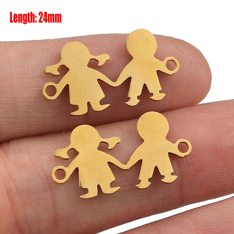 5pcs Family Chain Stainless Steel Pendant Necklace Parents and Children Necklaces Gold/steel Jewelry Gift for Mom Dad New Twice - Цвет: Gold 41
