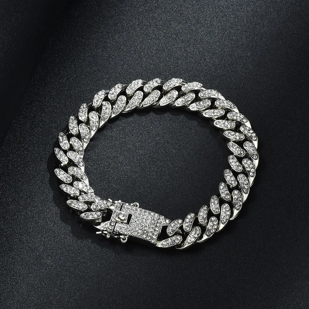 Серебряное ожерелье + часы браслет хип хоп МАЙАМИ панцирная кубинская цепь с