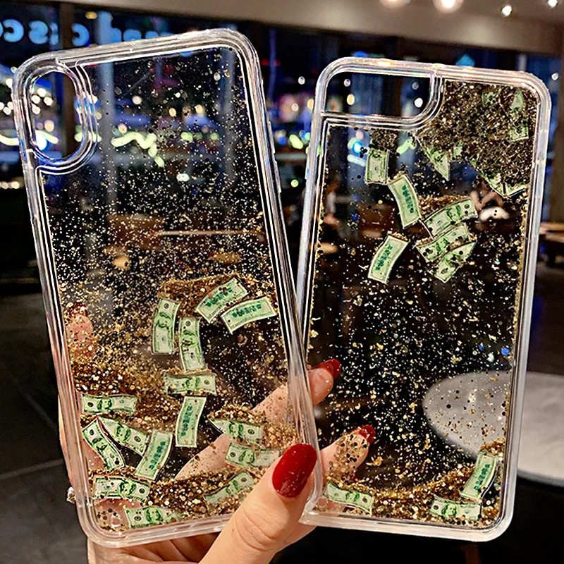 Новый Блестящий жидкий зыбучий песок доллар США Деньги чехол для телефона iphone 6 6S