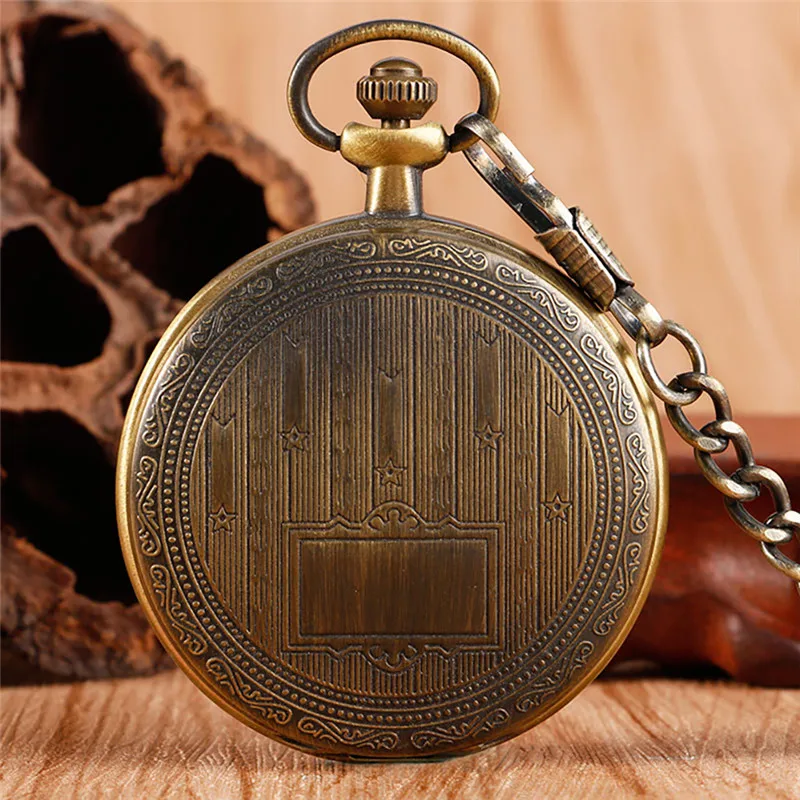 Bronze Vintage Style Men Women Handwinding Mechanical Skeleton Pocket Watches Full Hunter Case Pendant FOB Chain Clock Gift relo fob chain pendant antique style yellow gold glossy smooth case steampunk gift fashion full hunter quartz pocket watch men women