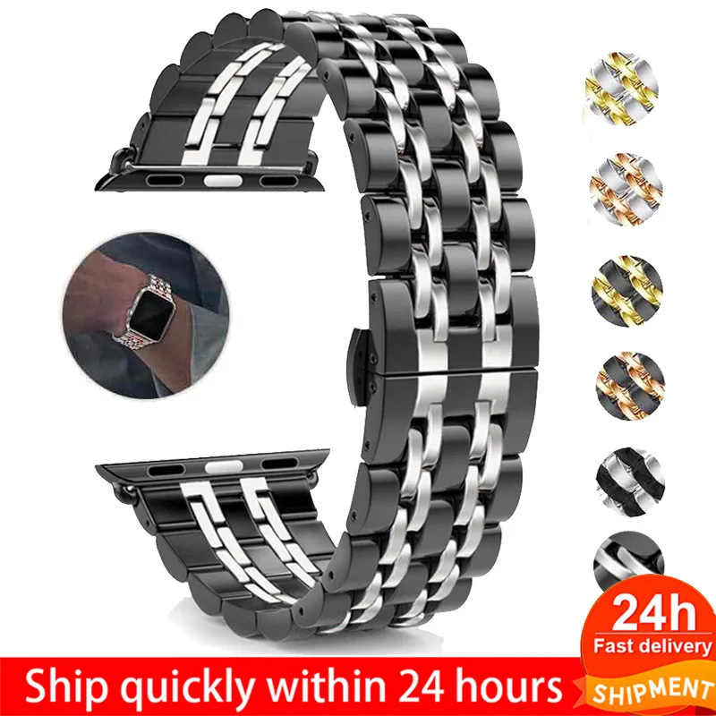 Ремешок из нержавеющей стали для Apple Watch Band Series 5 4 3 44 40 38 мм браслет-петля наручных