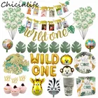 Chicinlife дикая одна тема баннер фольгированный шар капкейк Топпер одноразовая посуда мальчик девочка 1-й День рождения Декор поставки