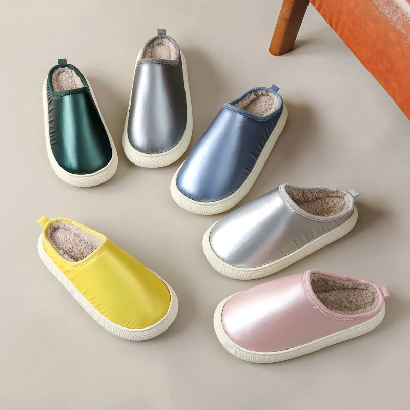 

Женские домашние тапочки, теплые водонепроницаемые Мягкие плюшевые тапки, Нескользящие шлепанцы, сланцы, для зимы, 2021