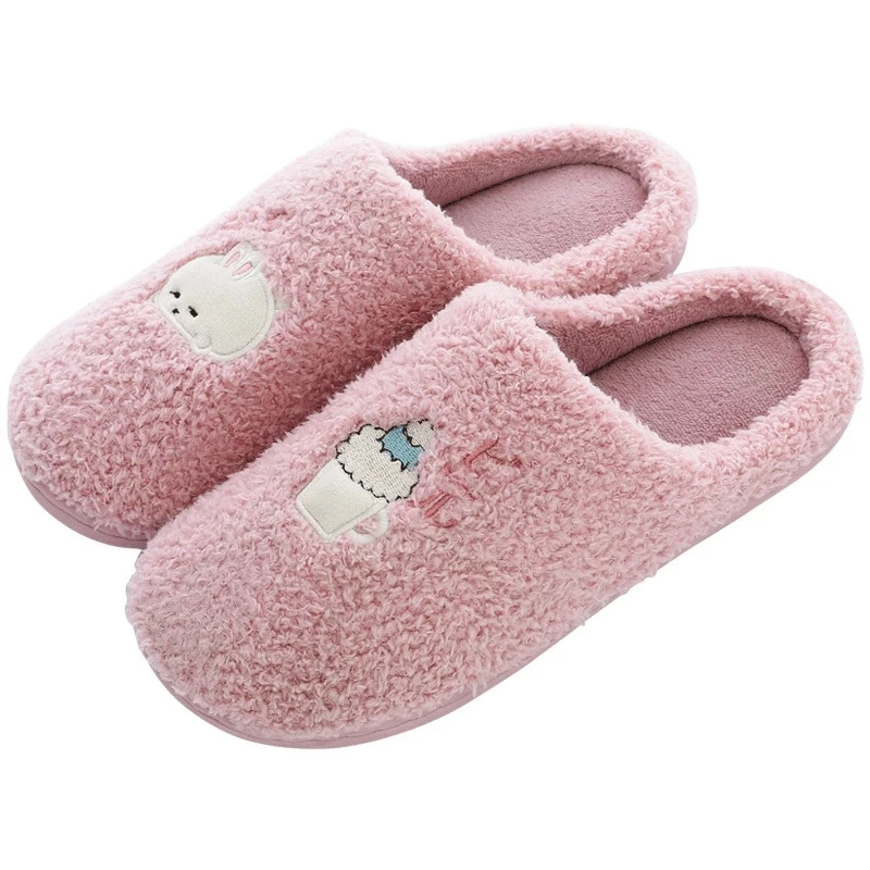 

Women Indoor Slippers Soft Plush Lovers Home Slipper Anti-slip Big Size Warm Faux Fur House Floor Shoes Ladies Bedroom Slides