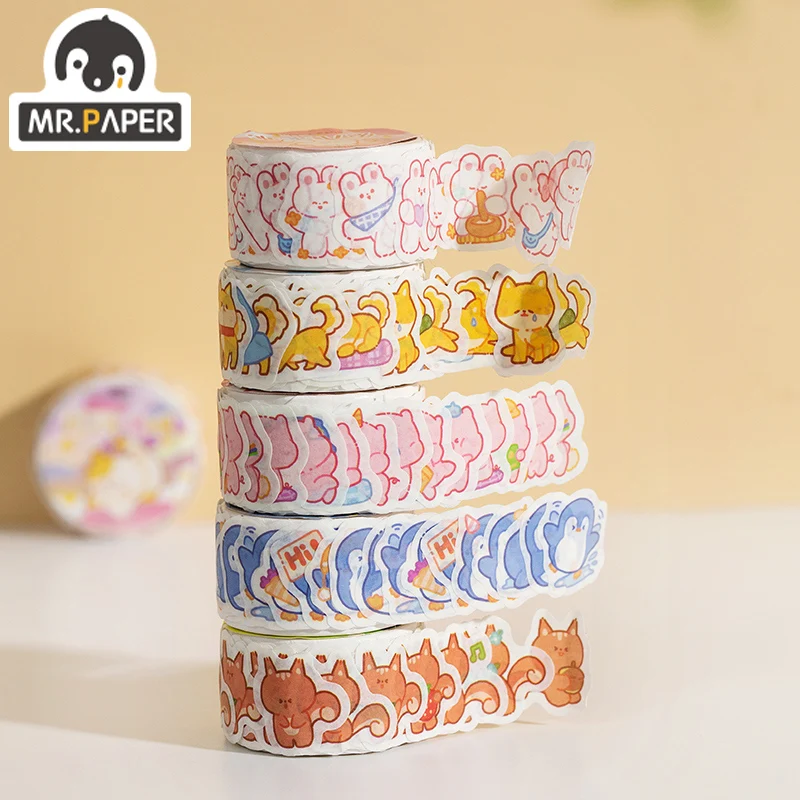 

Mr.Paper 8 Design Zoo Series Die-Cut Tape 100 Pieces Of Cartoon Long Independent Tape Hand Account DIY Decoration Materials