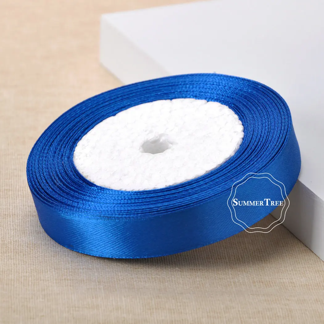 Атласная лента пояс с бантом синий 25 ярдов 6 мм 10 15 38 50 Свадебный декор|Ленты для
