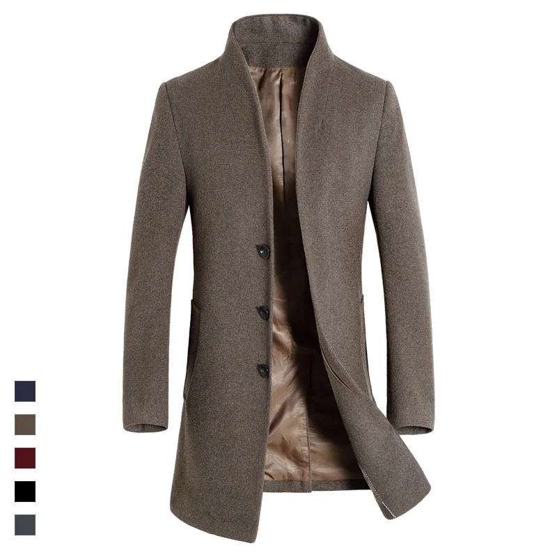 

Winter Men's Wool Coat 5XL 6XL Male Overcoat High Quality thinken Business Casual Woollen Pea Coats Men Brand Clothing SA1681