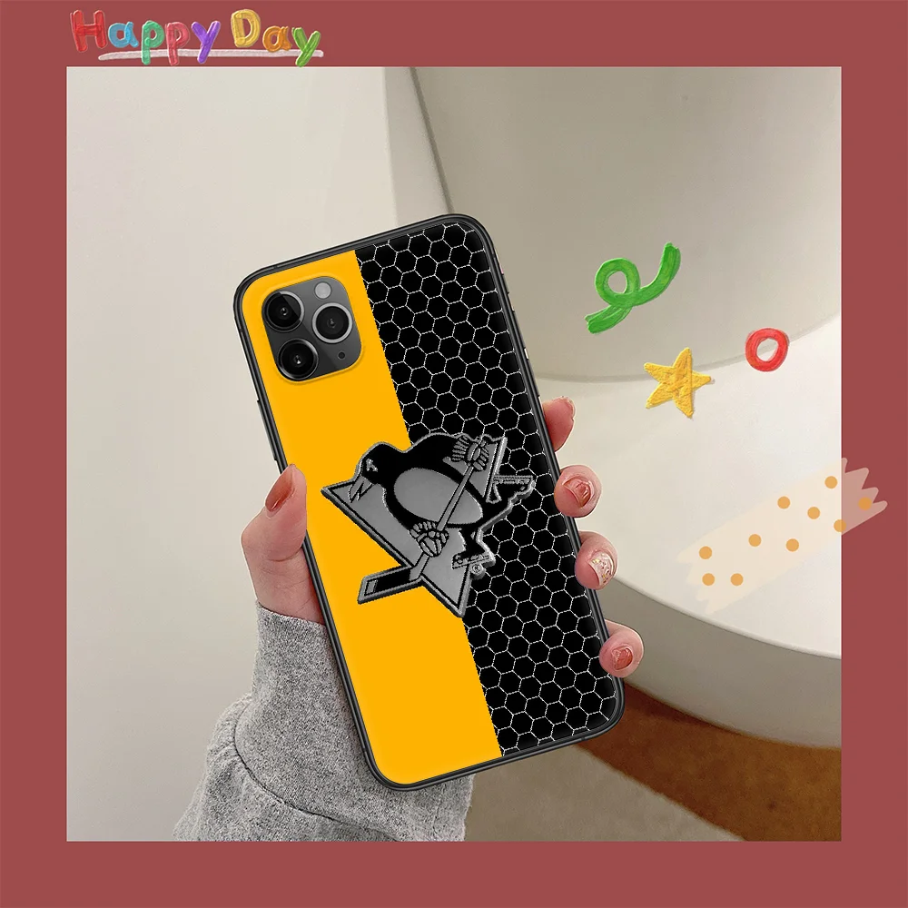 

Pittsburgh Penguin Phone Case For Iphone 11 12 Mini PRO XR X XS MAX 6 6s 7 8 Plus 4 5 5s SE 2020 black Waterproof Trend Cell