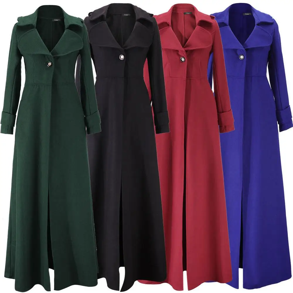 

New Fashion X-long Elegant Woolen Coat Single Button Slim Type Female Winter Coat Women Female Autumn Winter Wool Coat