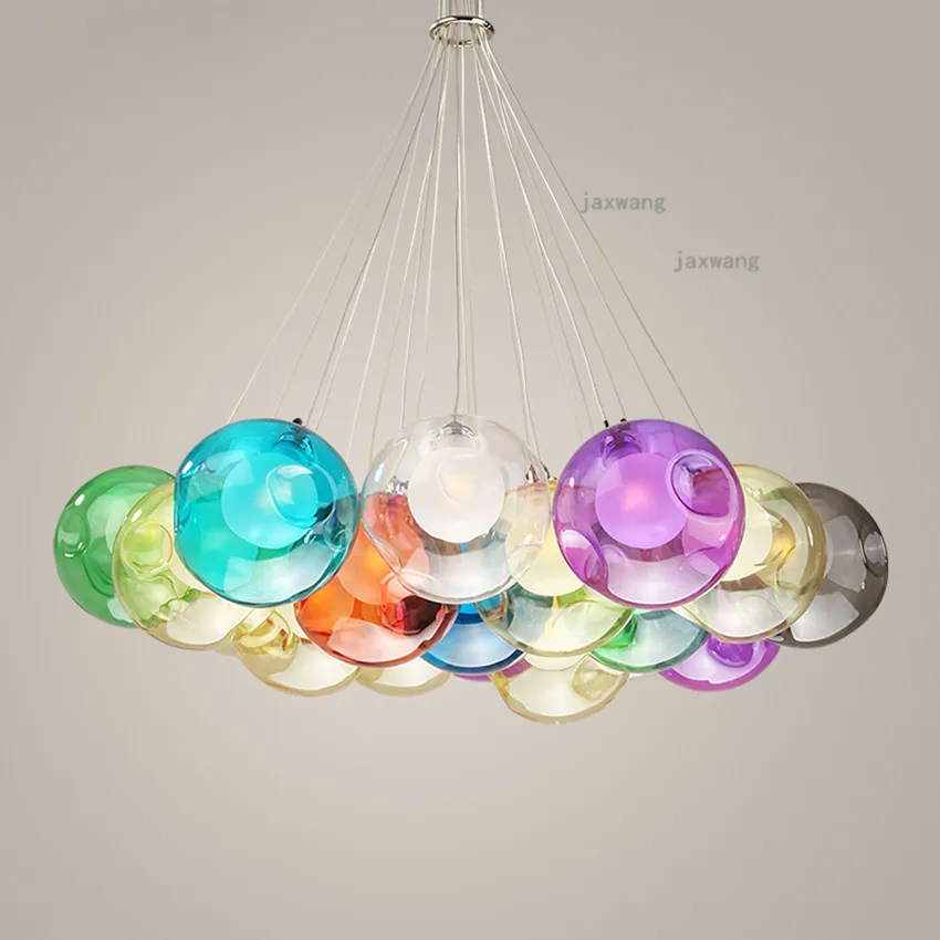 Nordic LED Colorful Glass Pendant Lamp Lights Modern Hanging Lamps Personality Loft Chandeliers Light Fixure Kitchen Accessories | Освещение