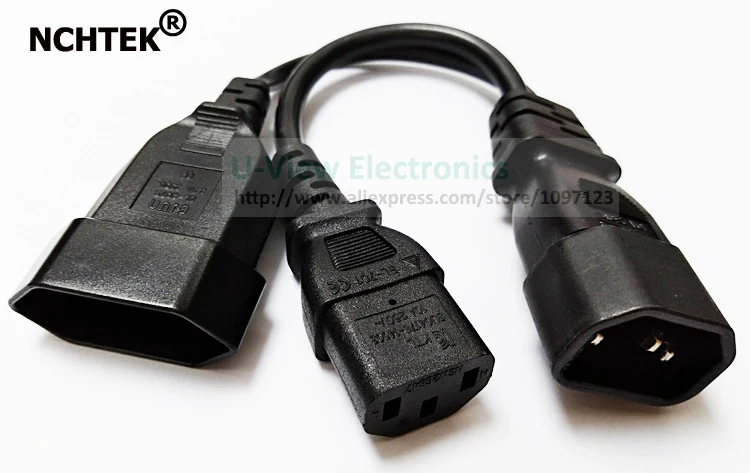 NCHTEK IEC 320 C14 3 PIN штекер C13 + Европейский женский кабель адаптера питания Y Тип