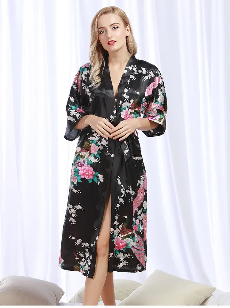 Взрывная Пижама стильная Pfau Bademantel сексуальная пижама Seide женская Женский Sommer