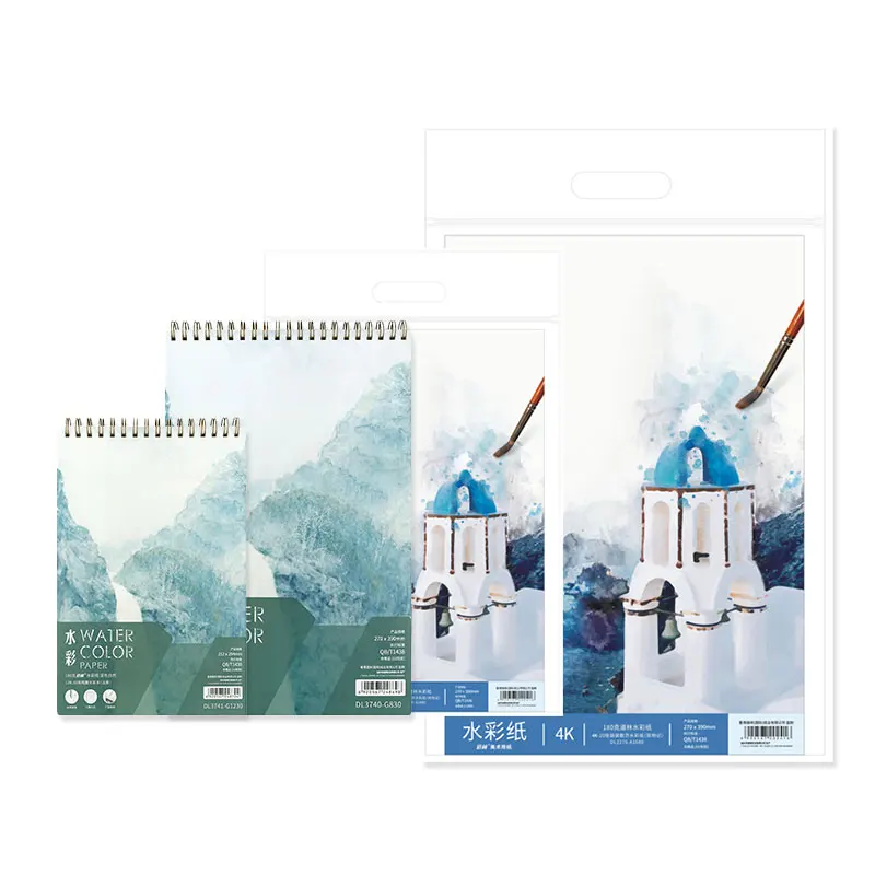 Bagged & Spiral 180g Watercolor Sketch Paper Book with Easy-Tearing Pages