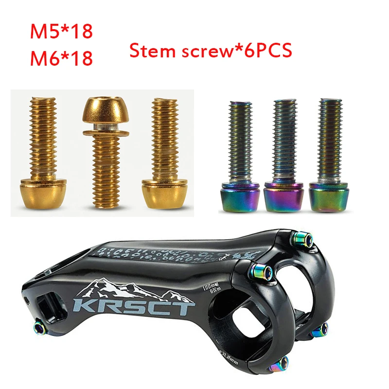 6 шт. винты M5 * 18 M6 с титановым покрытием для руля дорожного велосипеда MTB