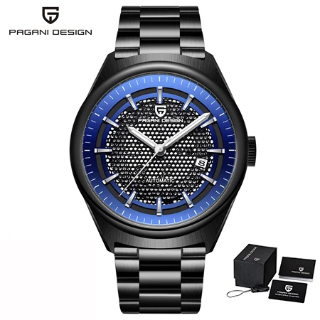 black blue Новые PAGANI дизайнерские брендовые Роскошные модные Универсальные мужские часы из нержавеющей стали простой кварцевые часы бизнес класса Relogio Masculino - Цвет: black blue