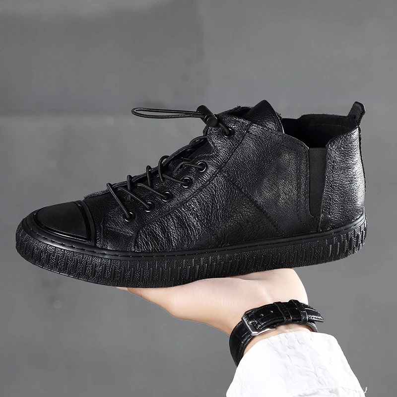 Мужские кожаные ботинки в западном стиле коричневые водонепроницаемые