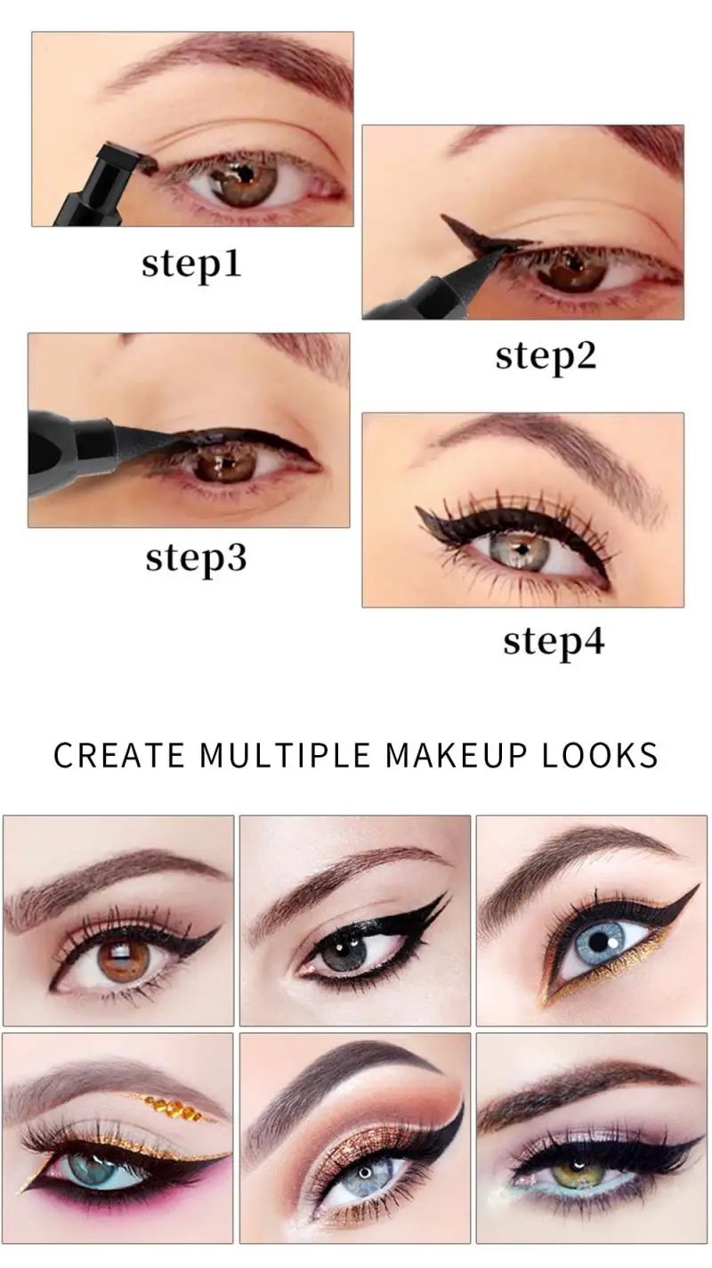 Двухсторонняя подводка для глаз с уплотнением из розового золота треугольная 2 в