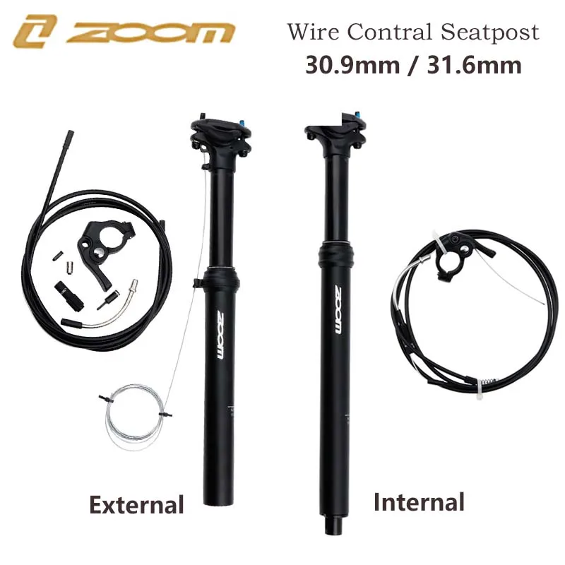 ZOOM height adjustable seatpost dropper 100mm travel MTB external / innertal Line Control Hydraulic 30.9 31.6mm 375mm 400mm | Спорт и