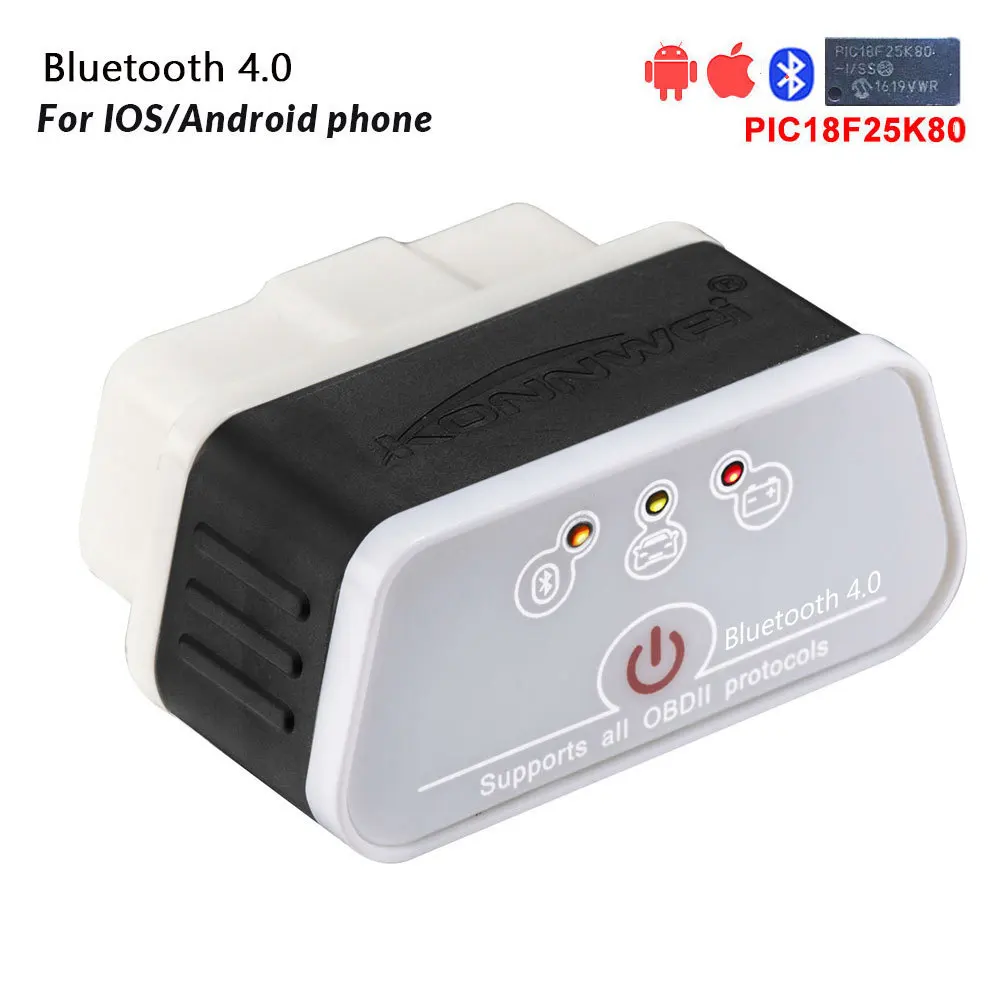 Elm327 V1.5 Obd2 Авто диагностический сканер Konnwei Kw903 Bluetooth 3,0/4,0 Elm 327 V1.5 Бортовая Система диагностики 2 код ридер чип Pic18f25k80