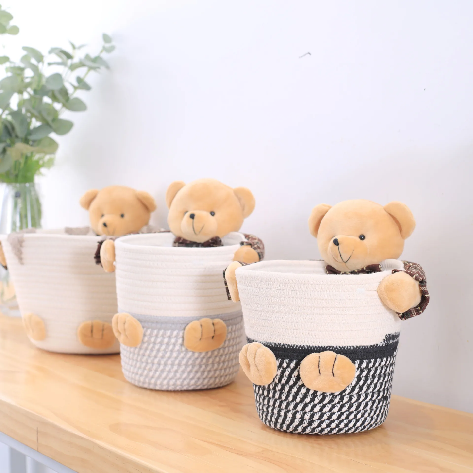 

Cotton Storage Basket Rope Woven Baskets Desktop Kids Toys Animal Cute Decoration Storage Bucket Organizer Box Gifts