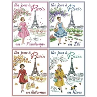 four seasons in paris patterns counted cross stitch 11ct 14ct diy chinese cross stitch kit embroidery needlework sets home decor