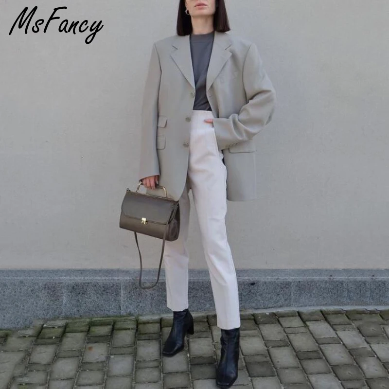 Женский блейзер большого размера Msfancy винтажная однобортная куртка осень 2021