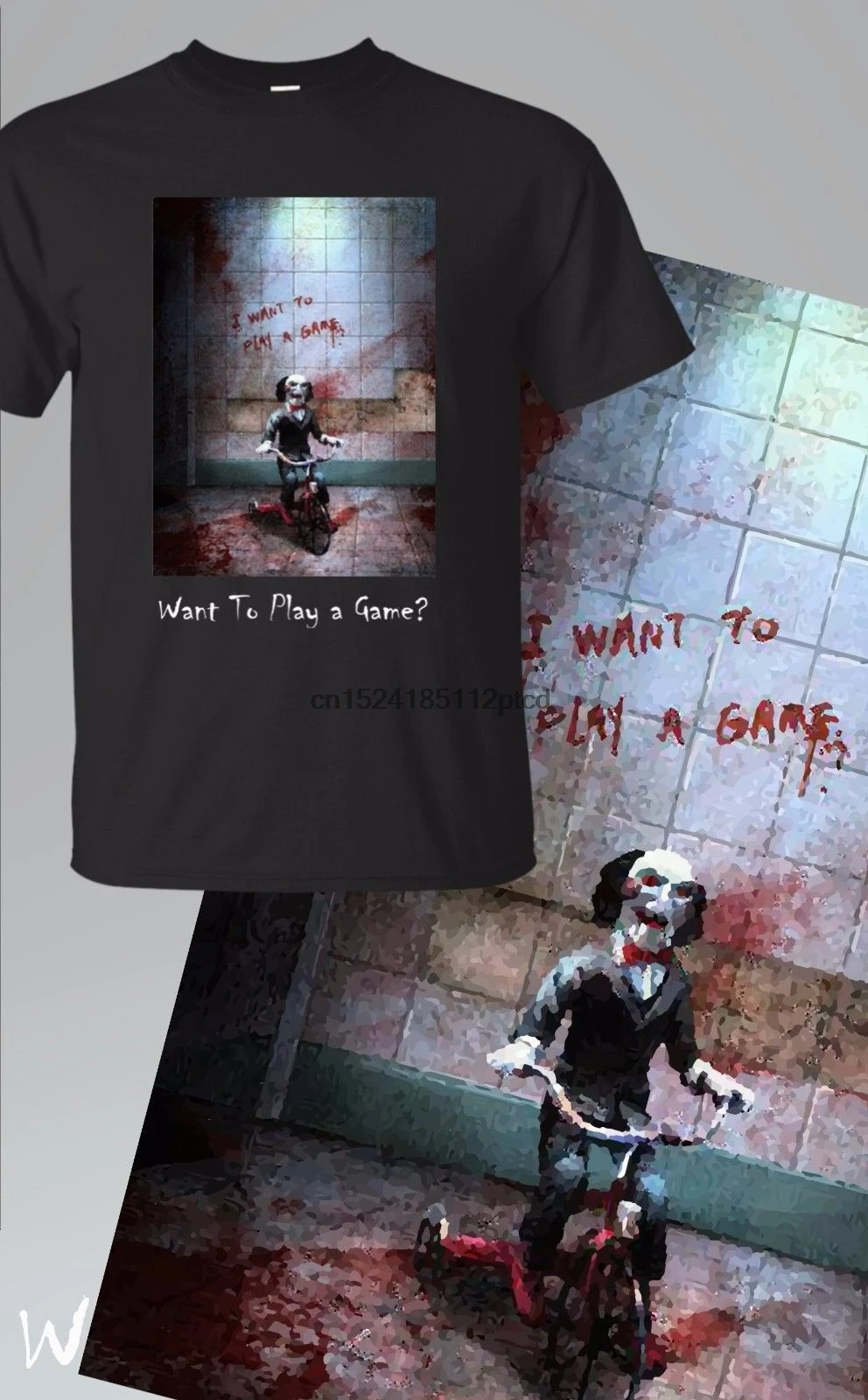 Новинка лобзик фильм 2017 Рубашка черная пила Билли марионетка Хэллоуин Быстрая