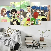 5 pieces wall art canvas painting animated cartoon character poster modular picture modern living room home decorative framework