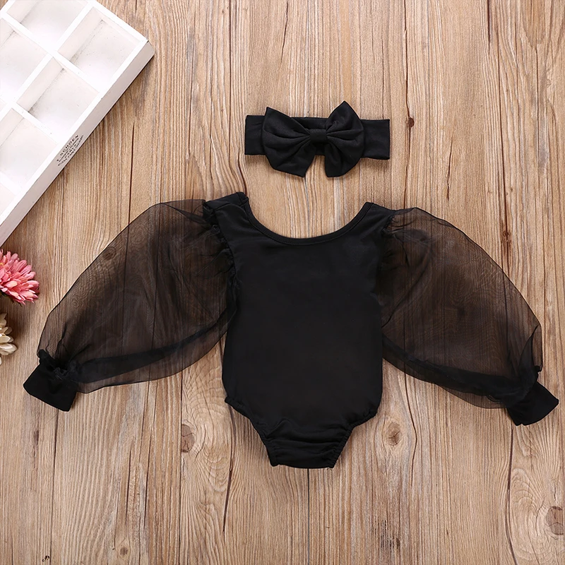 YB01920Black Chifuna/ ; элегантная однотонная Одежда для маленьких девочек; костюм для малышей; Одежда для новорожденных и малышей; комбинезон - Цвет: YB01920Black