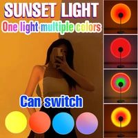 led sunset lamp projection lamp led sunset projector usb rainbow night light novelty ambient light bulb 15 color background wall