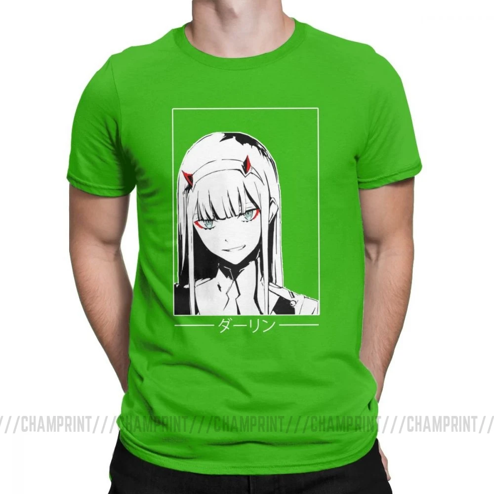 Зеленый Крутая футболка Zero Two Darling In The Franxx Movie, футболка для мужчин, хлопок, футболки смешного размера плюс, топы, Новое поступление одежда - Цвет: Зеленый