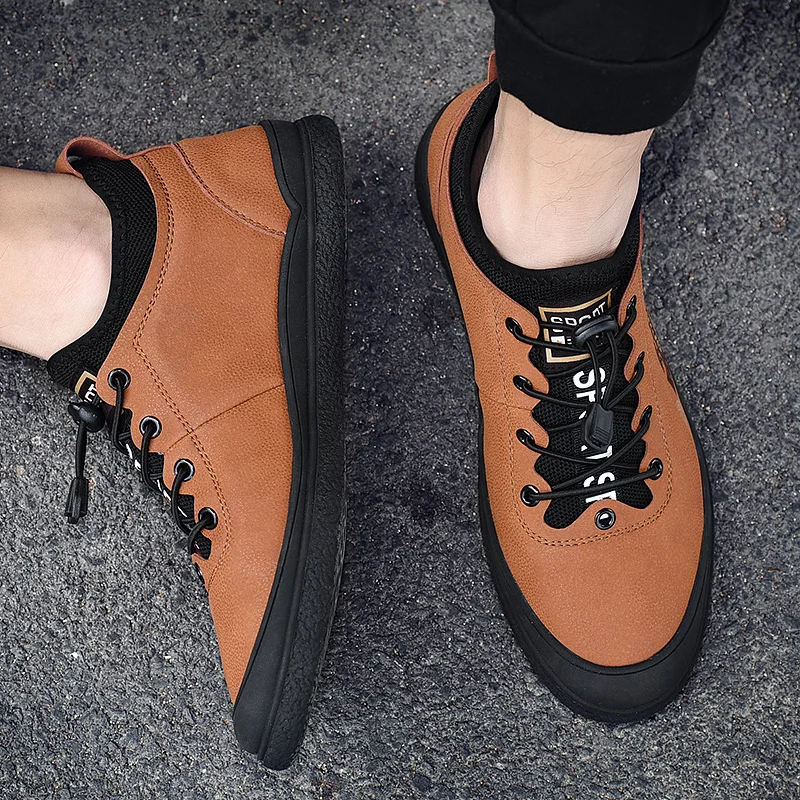 Band Men Leather Shoes Fashion Sneakers Genuine Casual Comfortable Male Flats 2019 New | Обувь