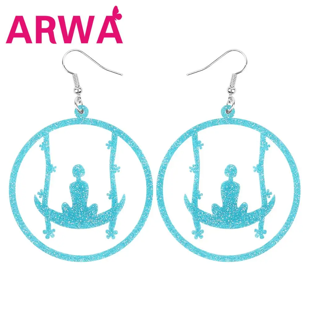 ARWA Акриловые Большой Круглый Круг Полые сидя качели девушка серьги подвески в