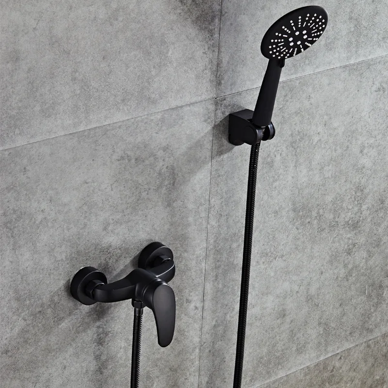Черный настенный медный душевой клапан LASO для ванной комнаты с ручным смесителем