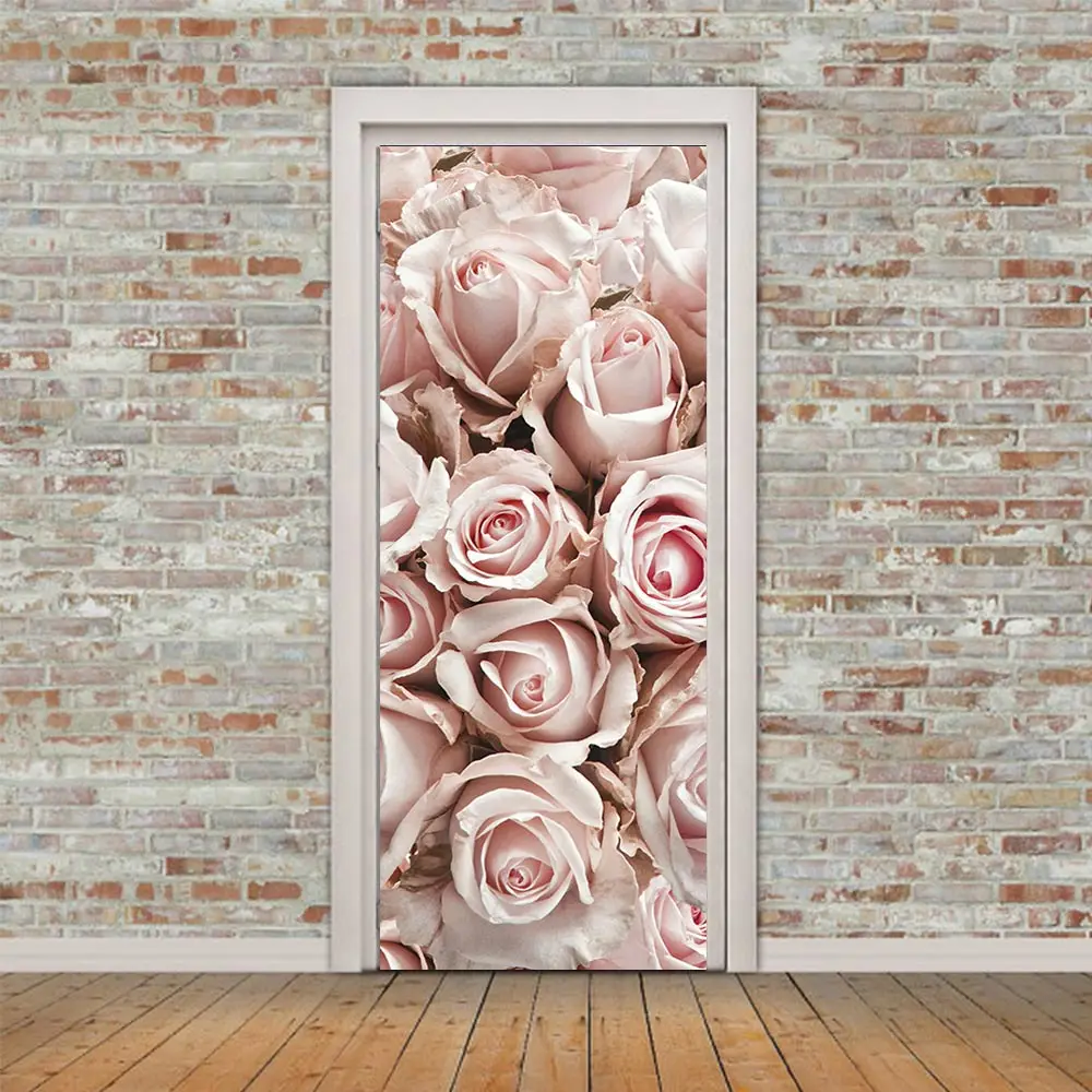 

Waterproof 3D creative flower door sticker self-adhesive paper decoration bedroom living room wall sticker door sticker