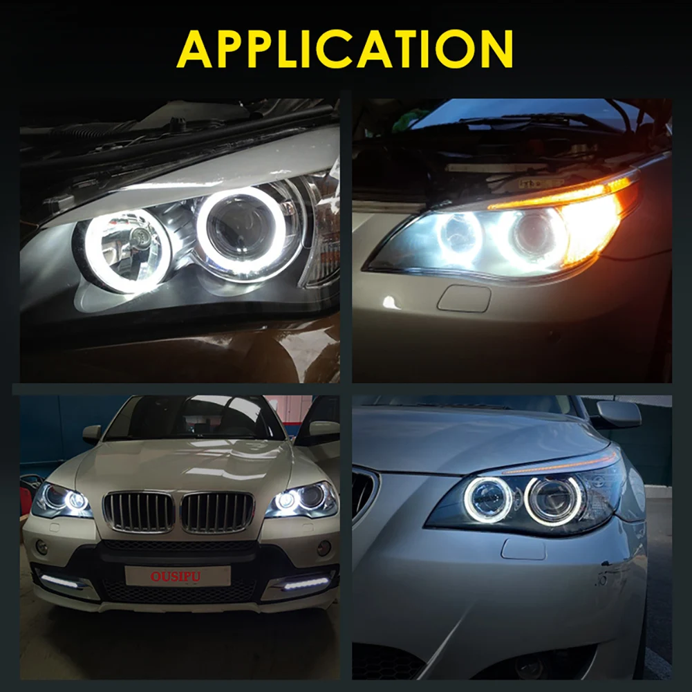 

Headlights Bulb CREE LED Halo Ring Angel Eye Bulb 80W 6000K 4800LM Decoding for BMW E60LCI