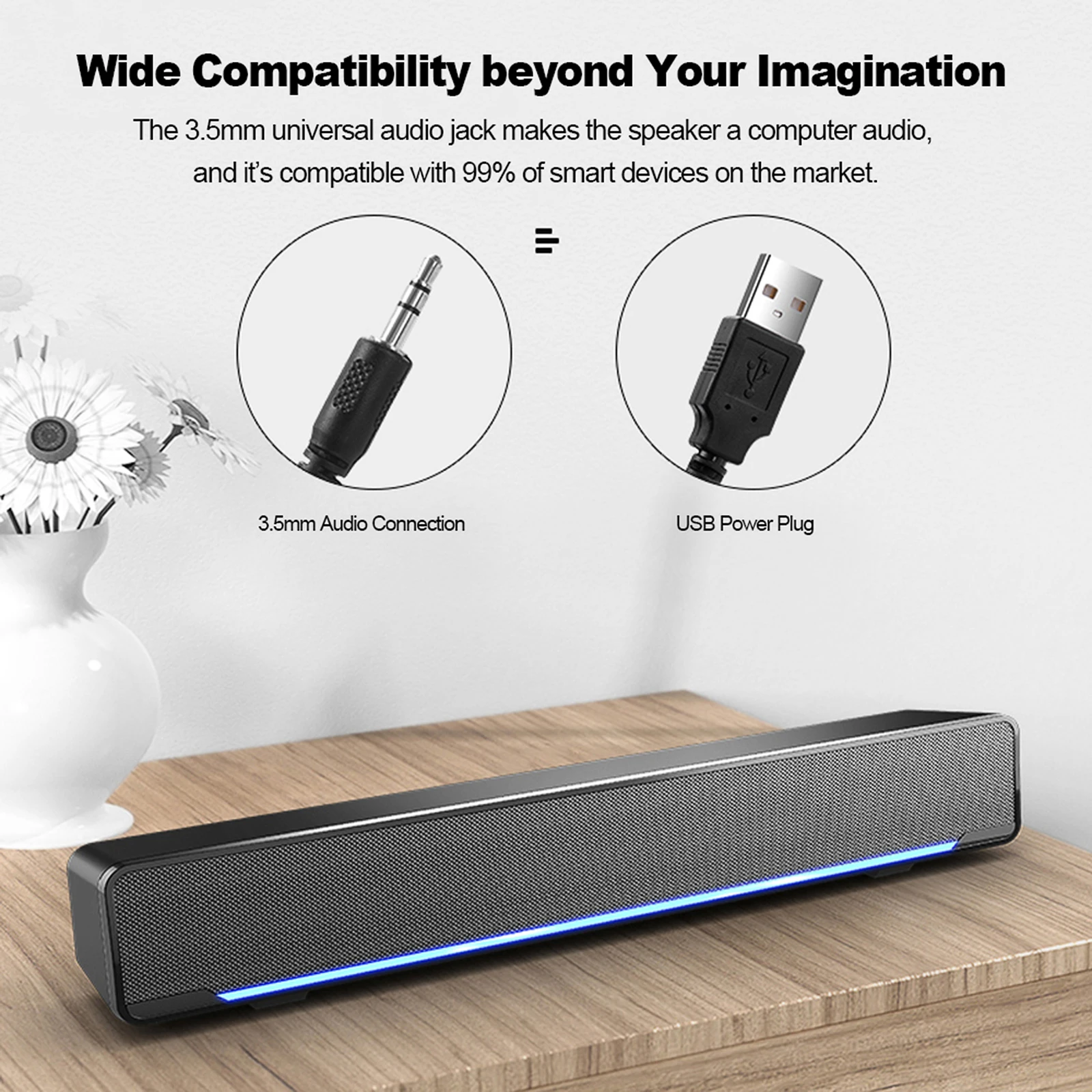 SADA V-196 Computer Speaker 3.5mm USB Wired Stereo Subwoofer Powerful Music Player Bass Surround Sound Box for PC Laptop images - 6