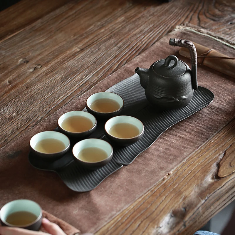 Керамические чайные подносы TANGPIN черная глиняная посуда прямоугольный чайный