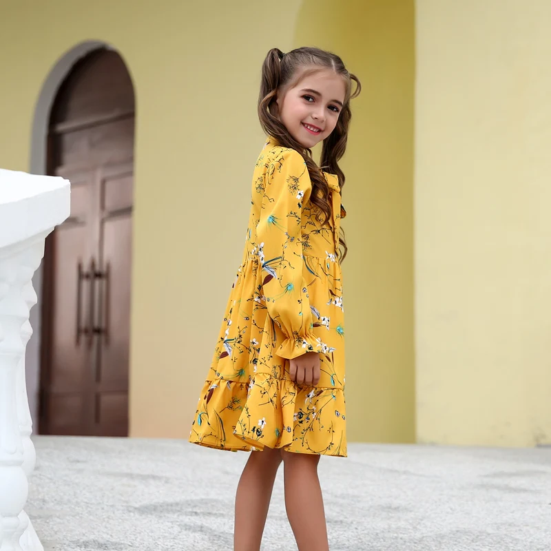 Платье с длинным рукавом и цветочным принтом на возраст 6-12 лет | Детская одежда
