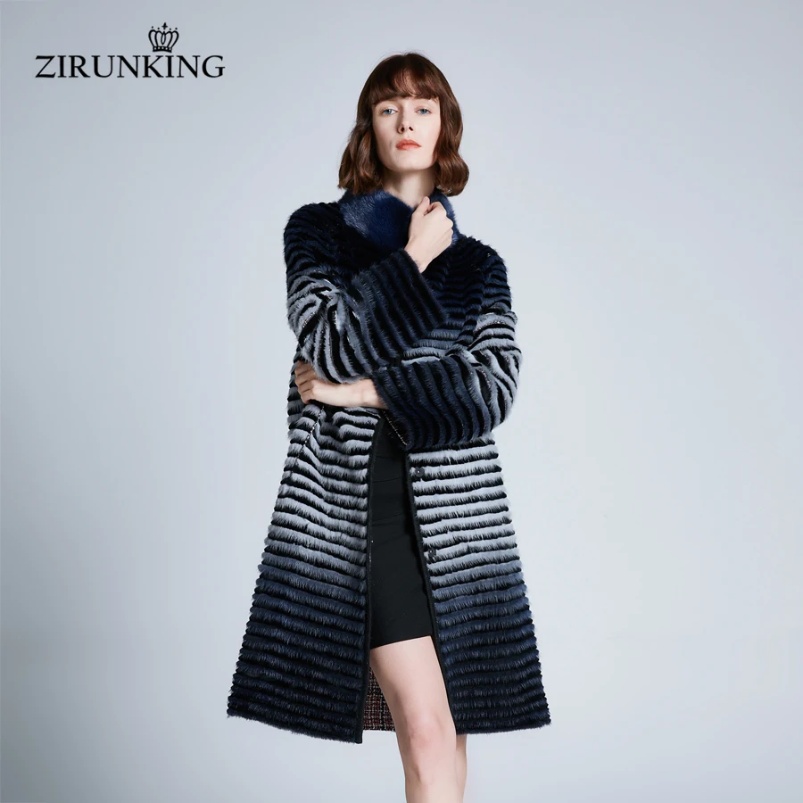 ZIRUNKING Новая женская шуба из натурального меха норки женское реверсивное женское меховое пальто шуба из норки с воротником-стойкой, верхняя одежда для зимы ZC1907