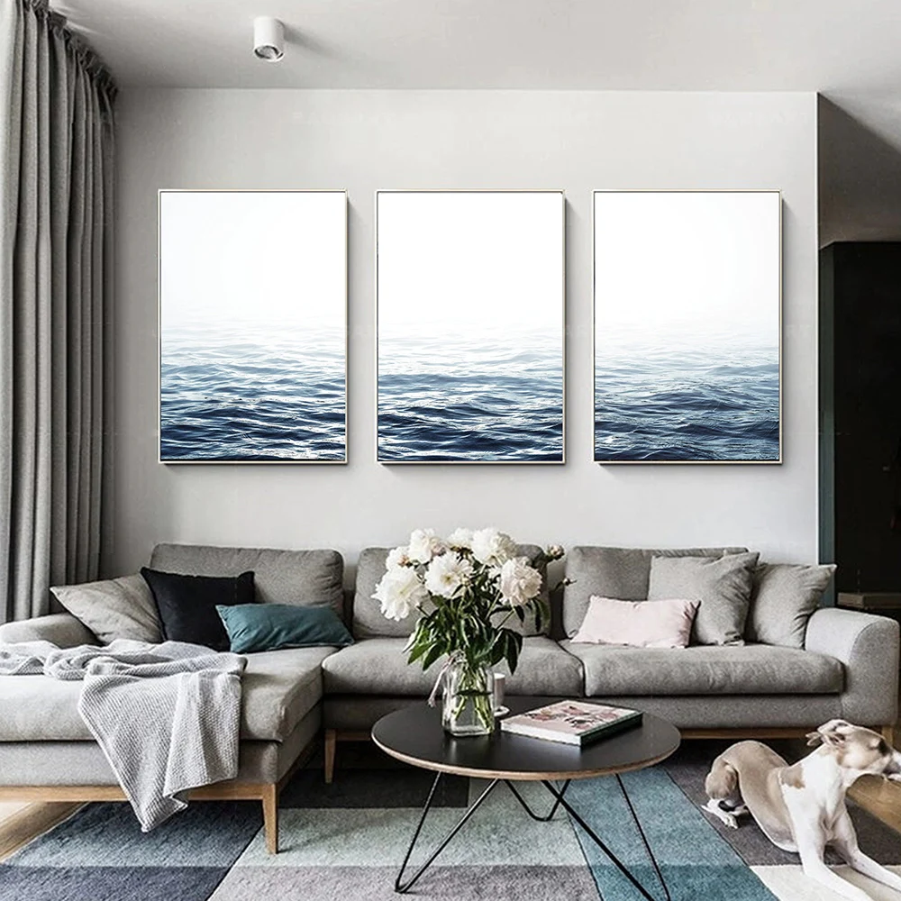 

Nordic Modern Seascape Ocean Waves Poster High Quality Canvas Painting Poster and Print Wall Art Picture Cuadros Home Decoration