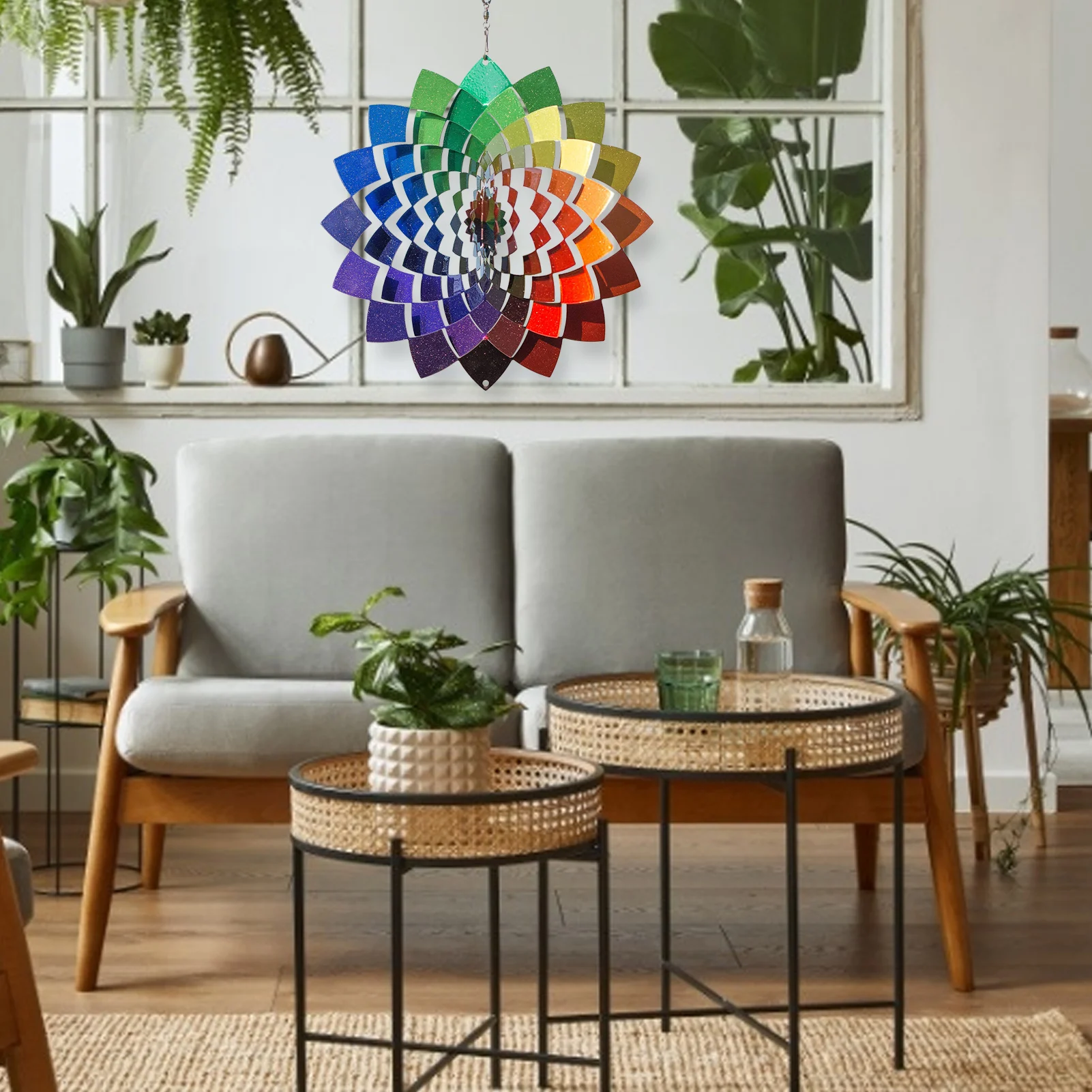 

Colorful Wind Spinner 3D Dynamic Rotating Wind Chime Outdoor Garden Flower Shaped Wind Catcher Yard Hanging Decoration durable