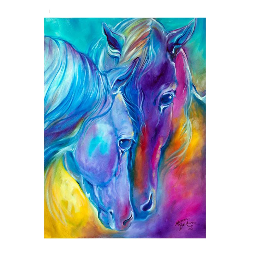 5D сделай сам С квадратным Бриллиантовая мозаика в виде лошади пара