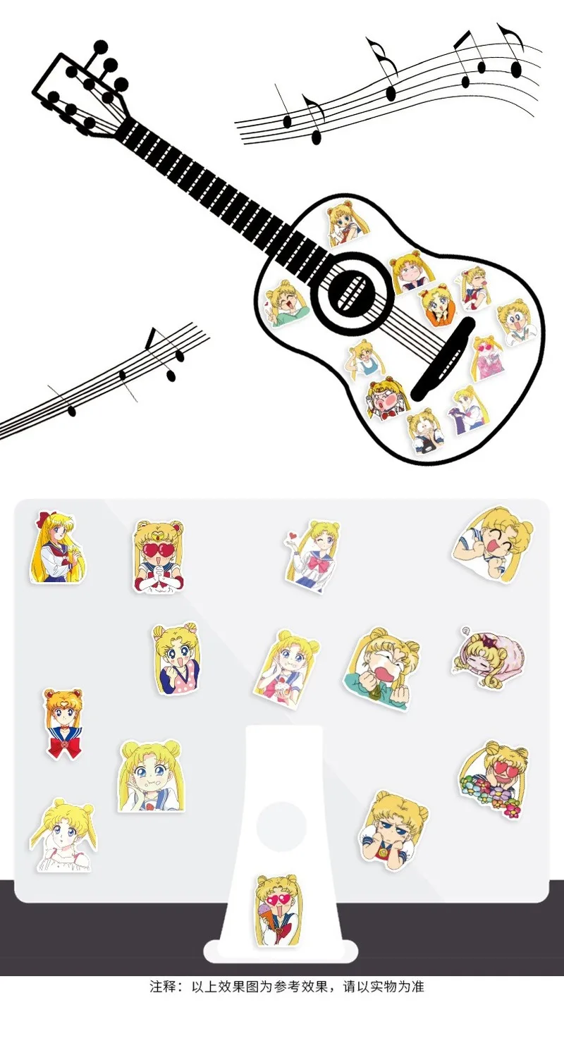 

40PCS Sailor Moon Suitcase Sticker Cute Cartoon Water Ice Moon Trolley Case Computer Stickers for Children Gift Sticker